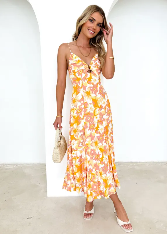 Chiria Midi Dress - Yellow Floral sold by Gingham & Heels