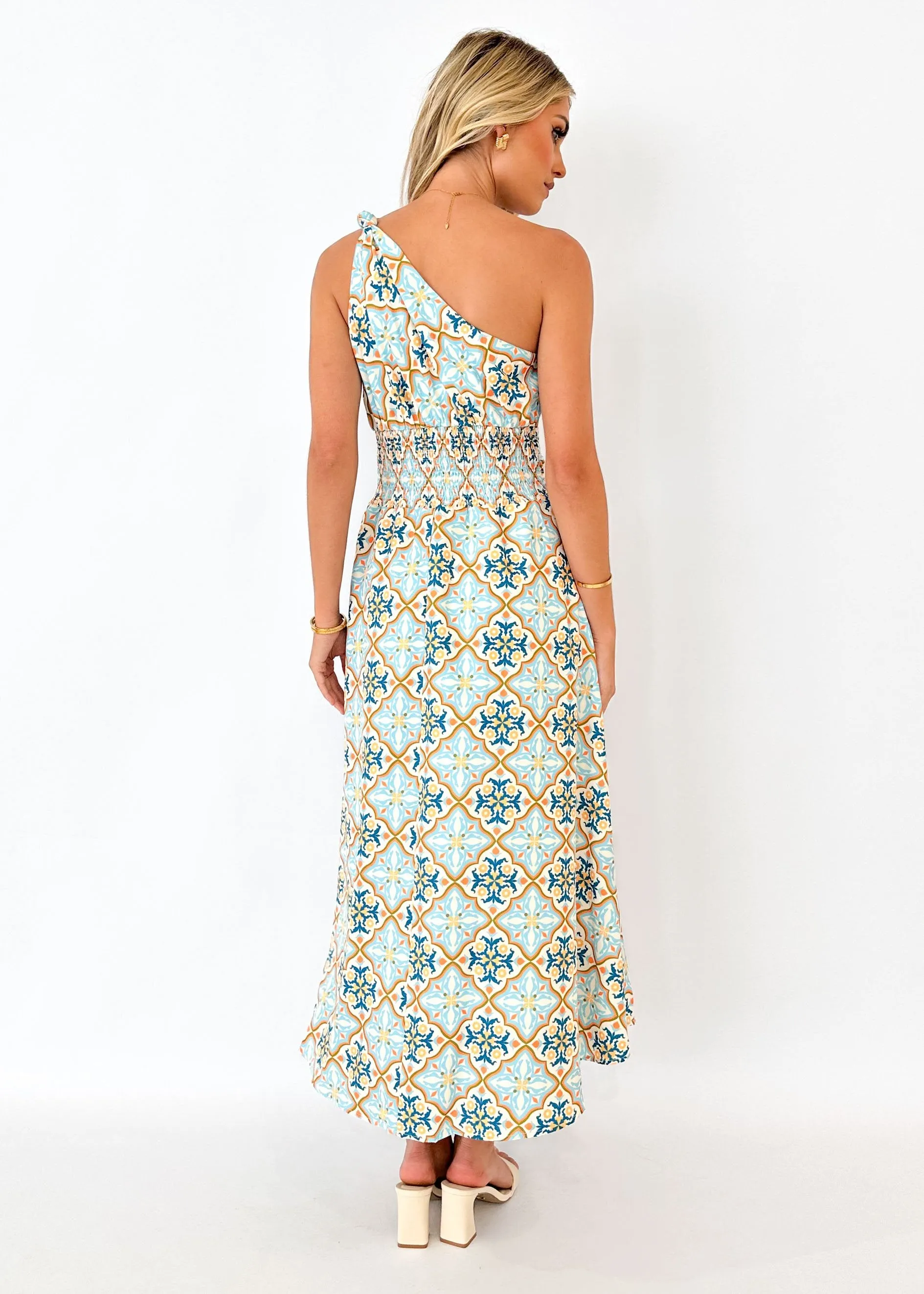 Oara One Shoulder Maxi Dress - Moroccan Tile sold by Gingham & Heels product image thumbnail 5