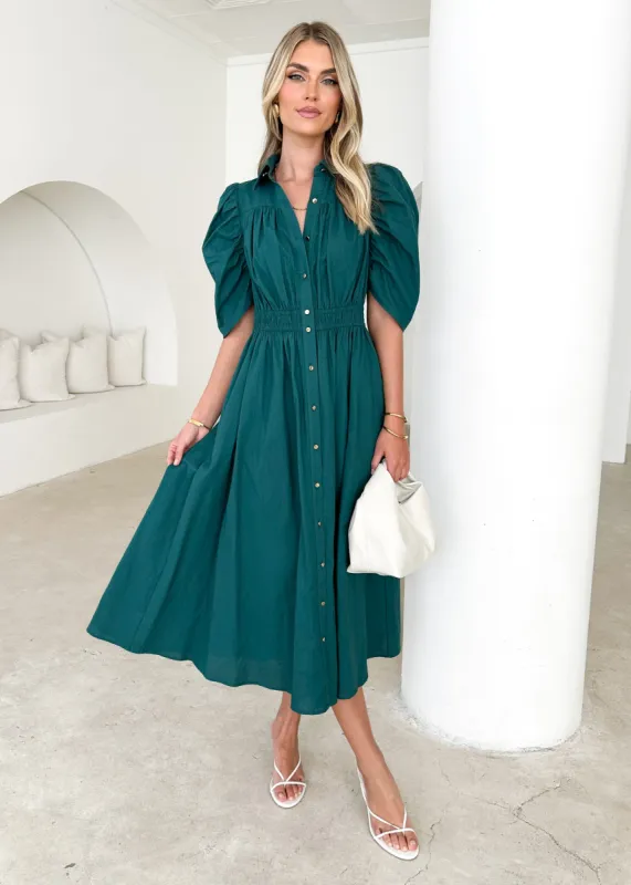 Ariana Midi Dress - Emerald sold by Gingham & Heels