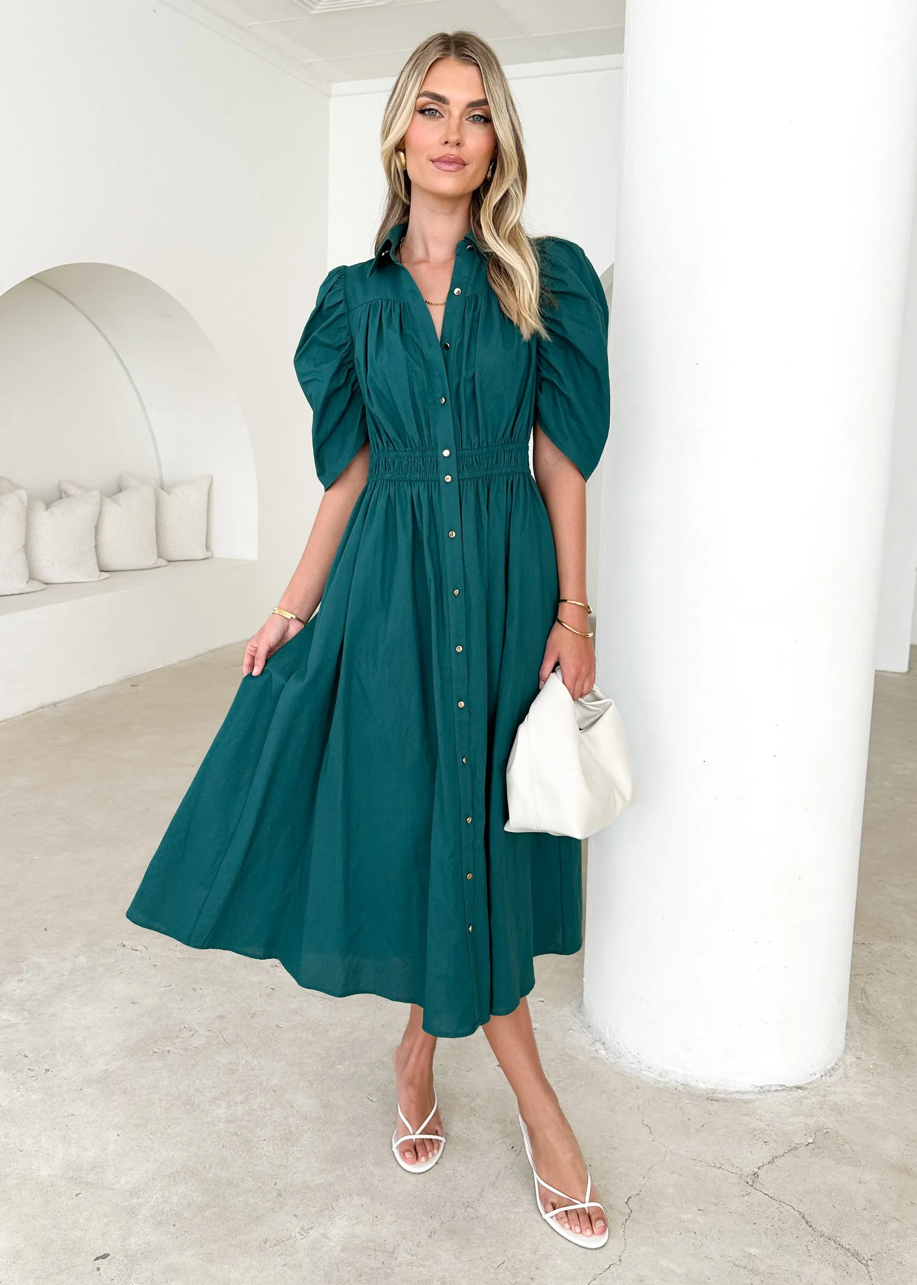 Ariana Midi Dress - Emerald sold by Gingham & Heels