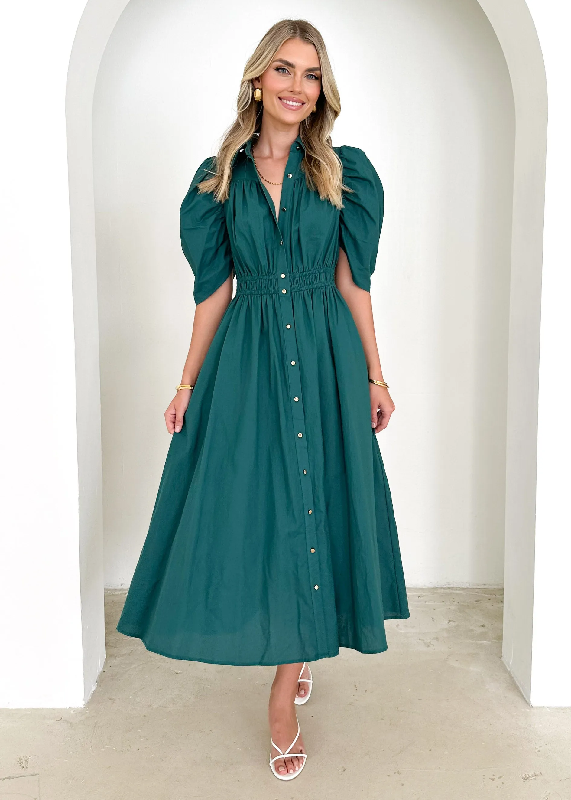 Ariana Midi Dress - Emerald sold by Gingham & Heels product image thumbnail 2
