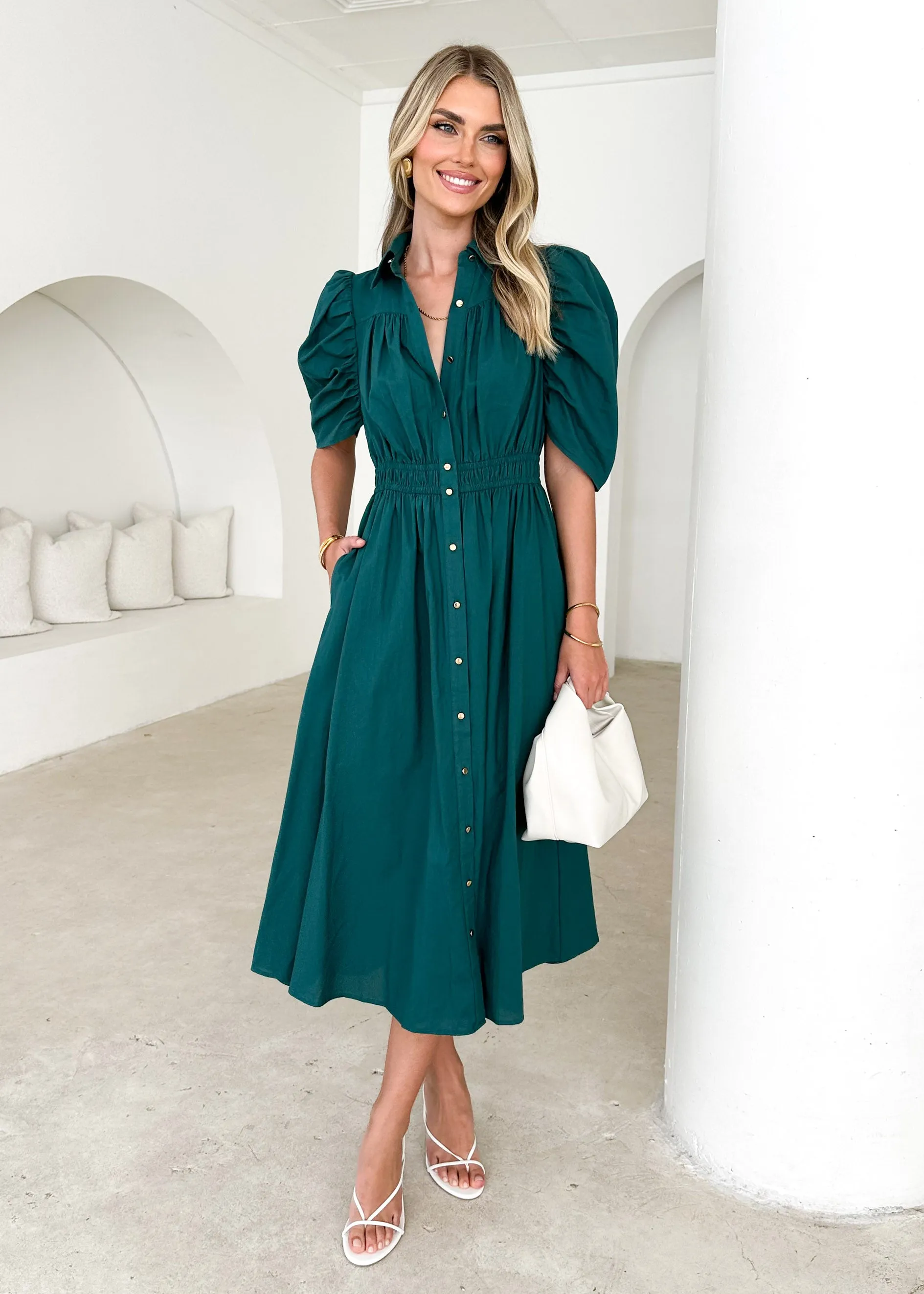 Ariana Midi Dress - Emerald sold by Gingham & Heels product image thumbnail 3