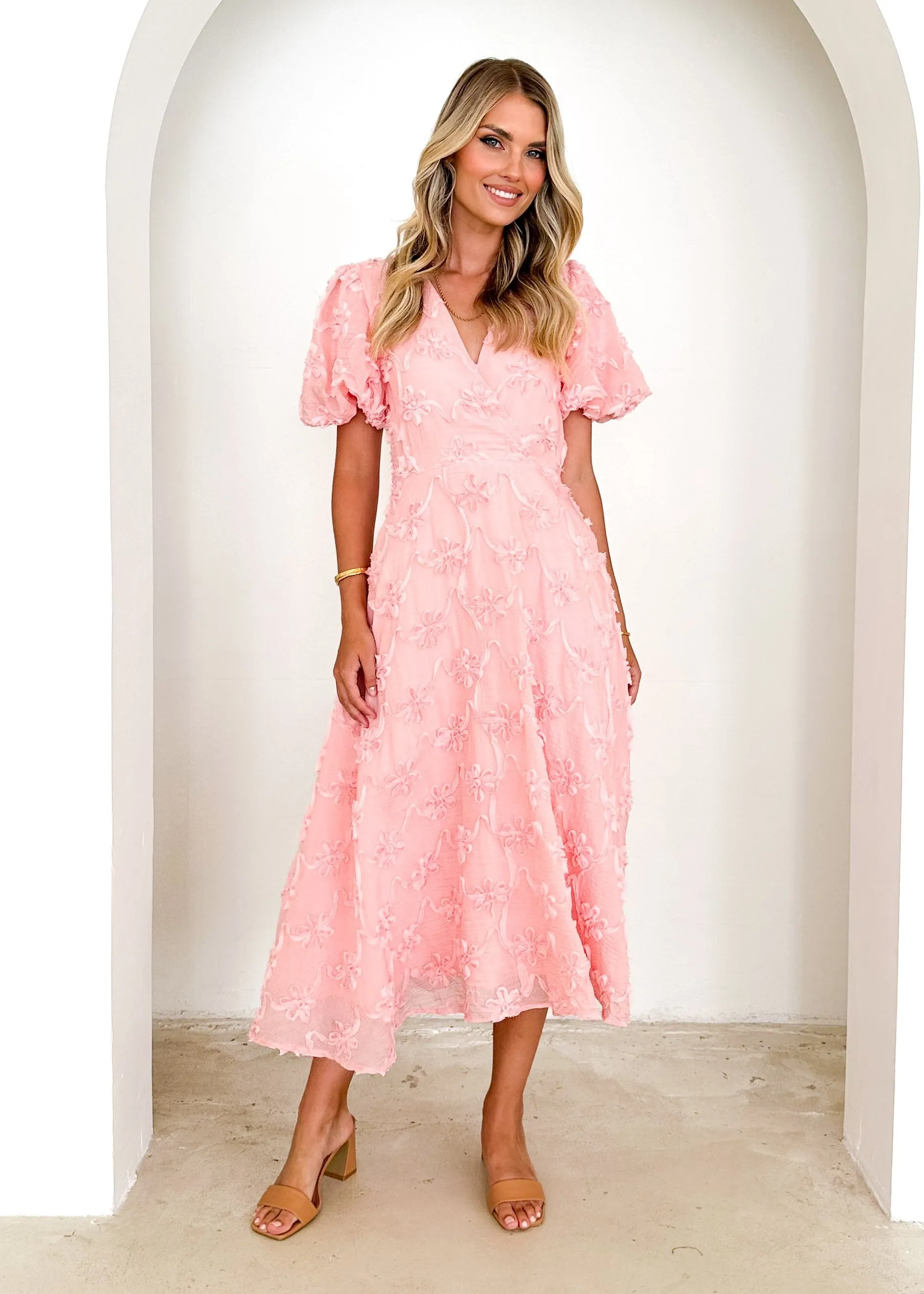 Marie Midi Dress - Pink sold by Gingham & Heels product image thumbnail 3