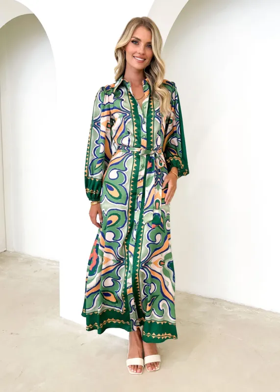 Monique Maxi Dress - Fern Swirl sold by Gingham & Heels