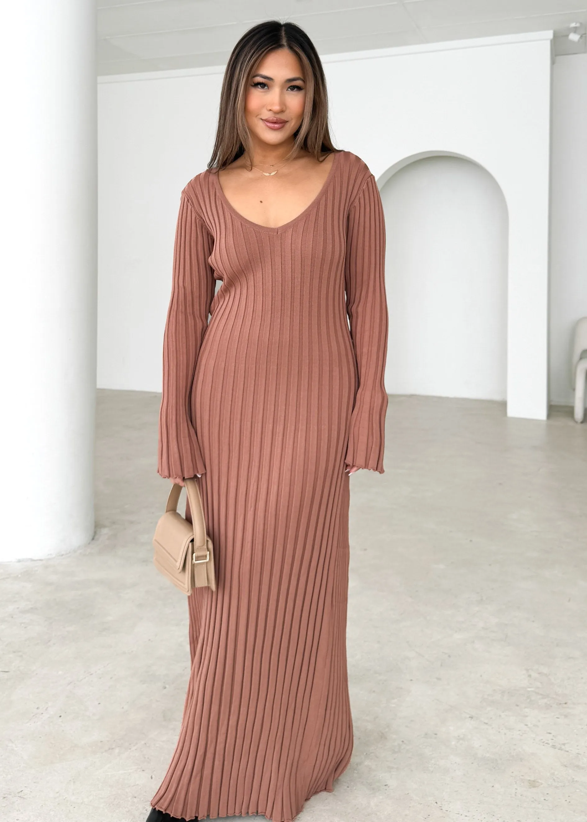 Norah Knit Maxi Dress - Clay sold by Gingham & Heels product image thumbnail 3