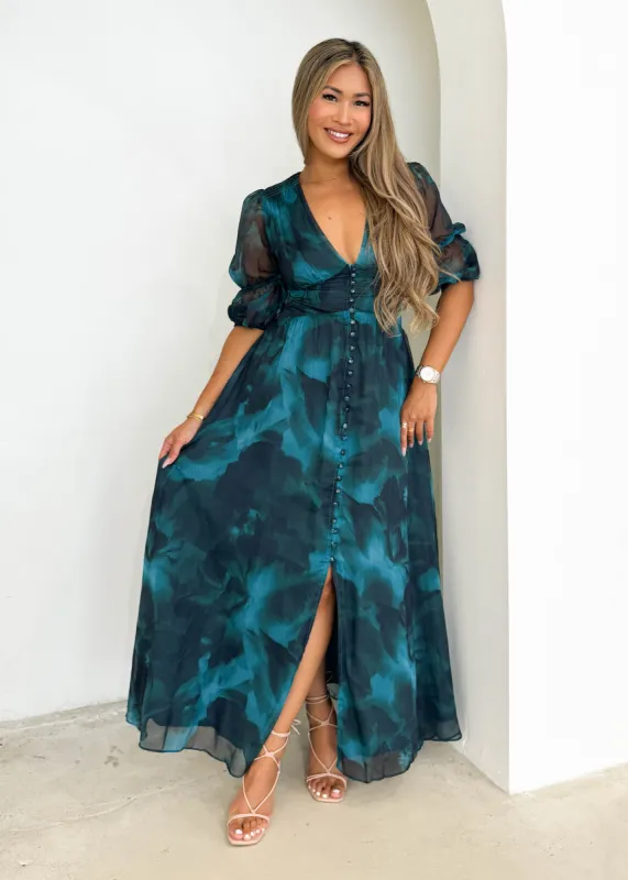 Tiffanie Midi Dress - Deep Lagoon sold by Gingham & Heels