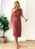 Dacer One Shoulder Midi Dress - Wine sold by Gingham & Heels
