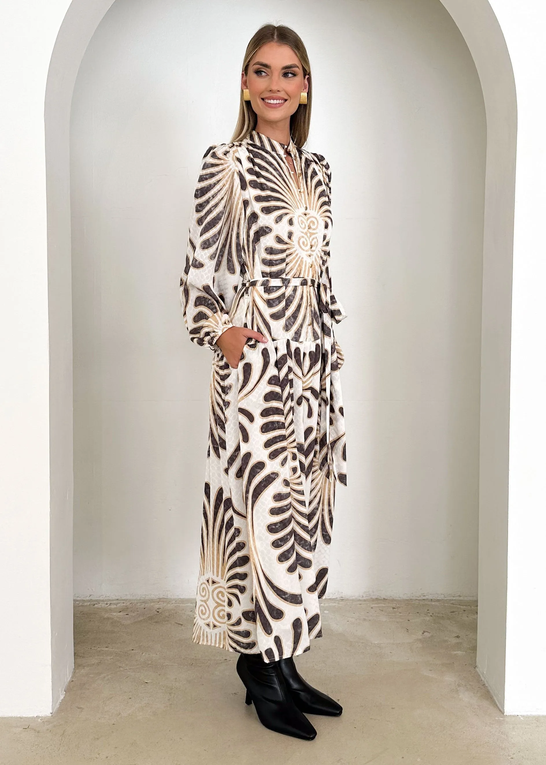 Briar Midi Dress - Charcoal Abstract sold by Gingham & Heels product image thumbnail 4