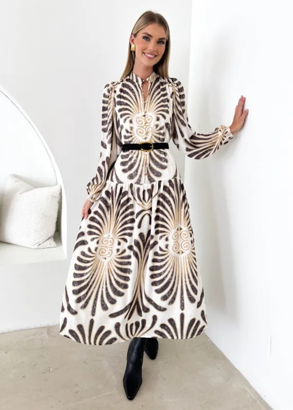 Briar Midi Dress - Charcoal Abstract sold by Gingham & Heels