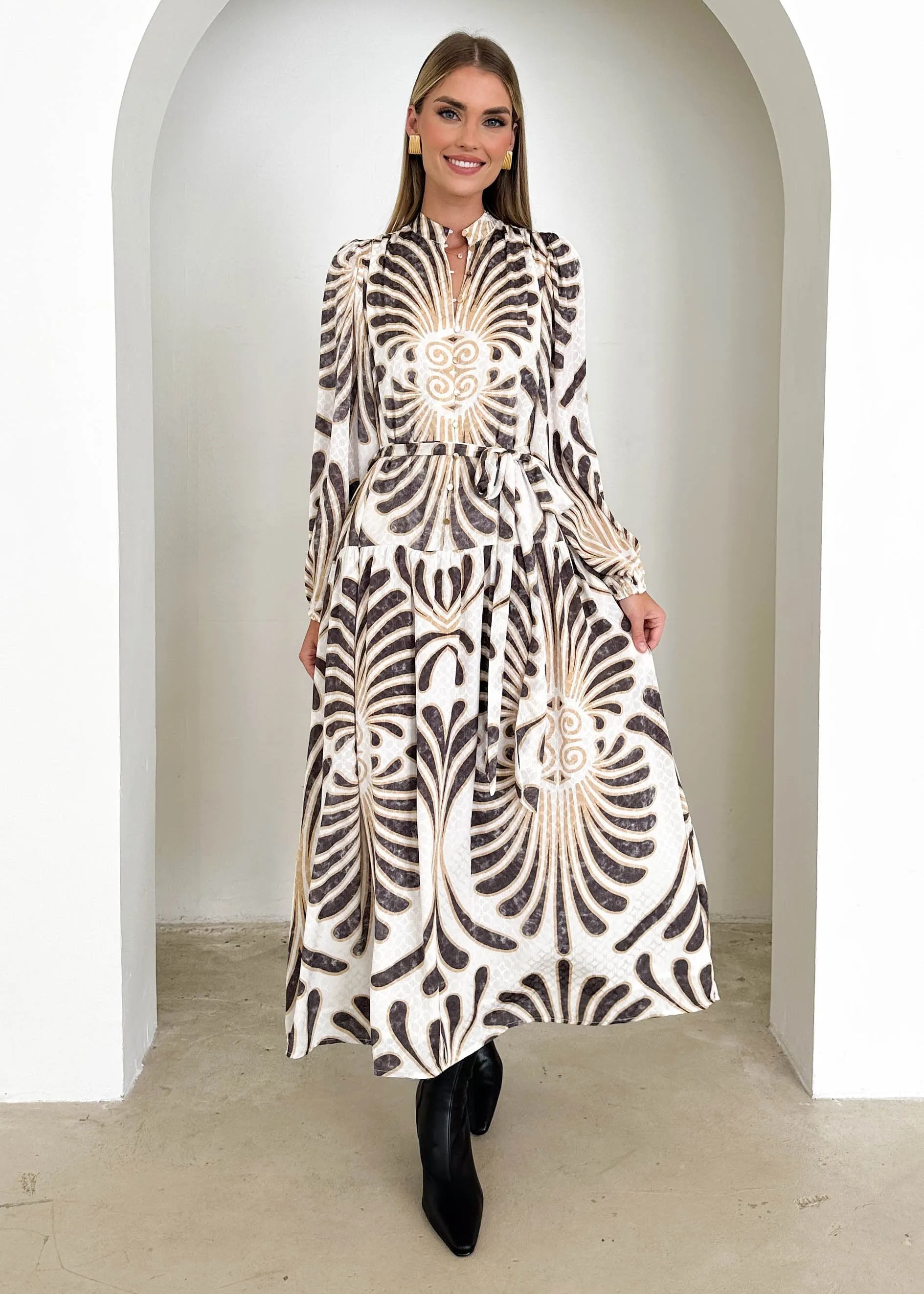 Briar Midi Dress - Charcoal Abstract sold by Gingham & Heels product image thumbnail 3