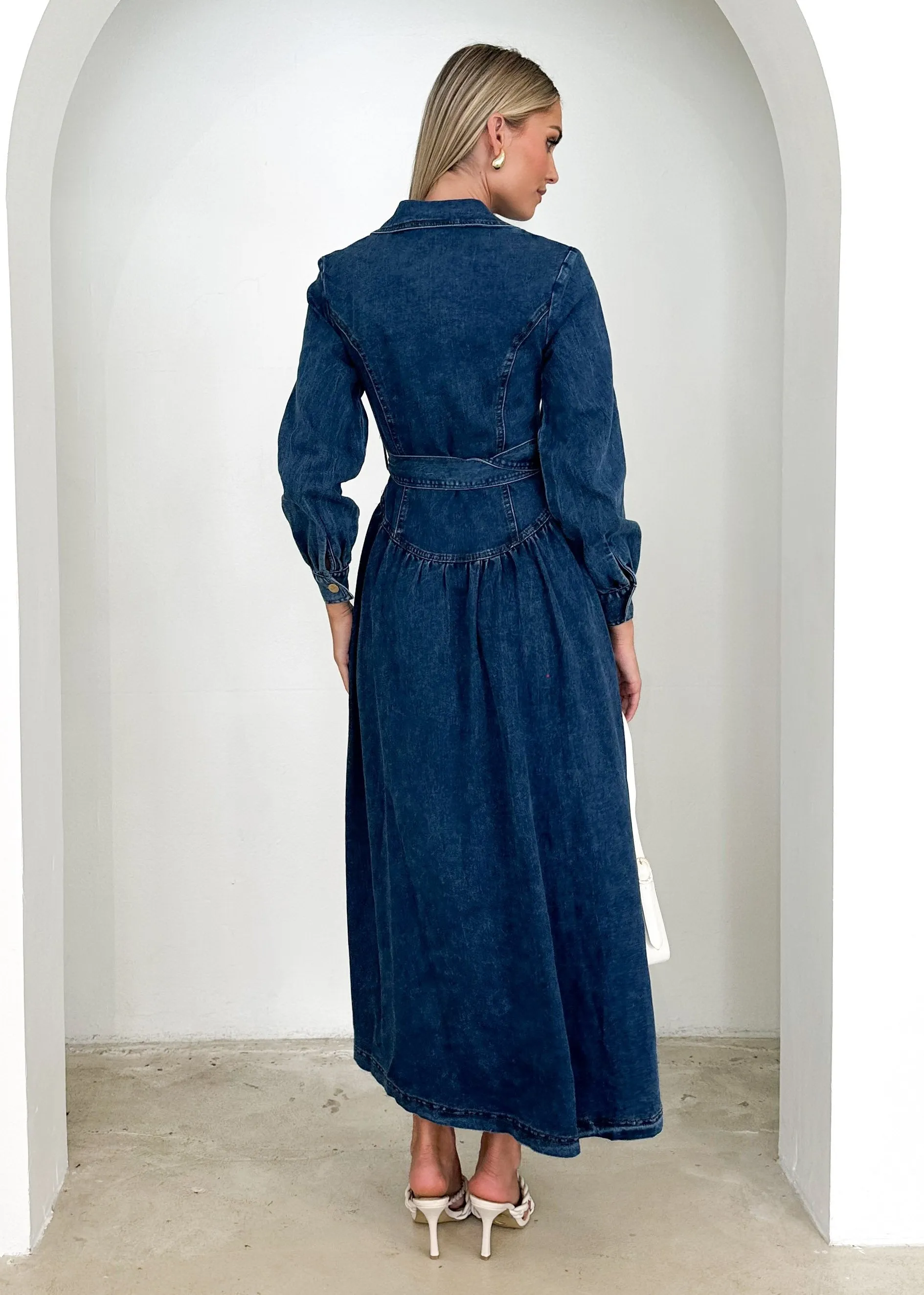 Dazer Denim Maxi Dress - Dark Blue sold by Gingham & Heels product image thumbnail 5