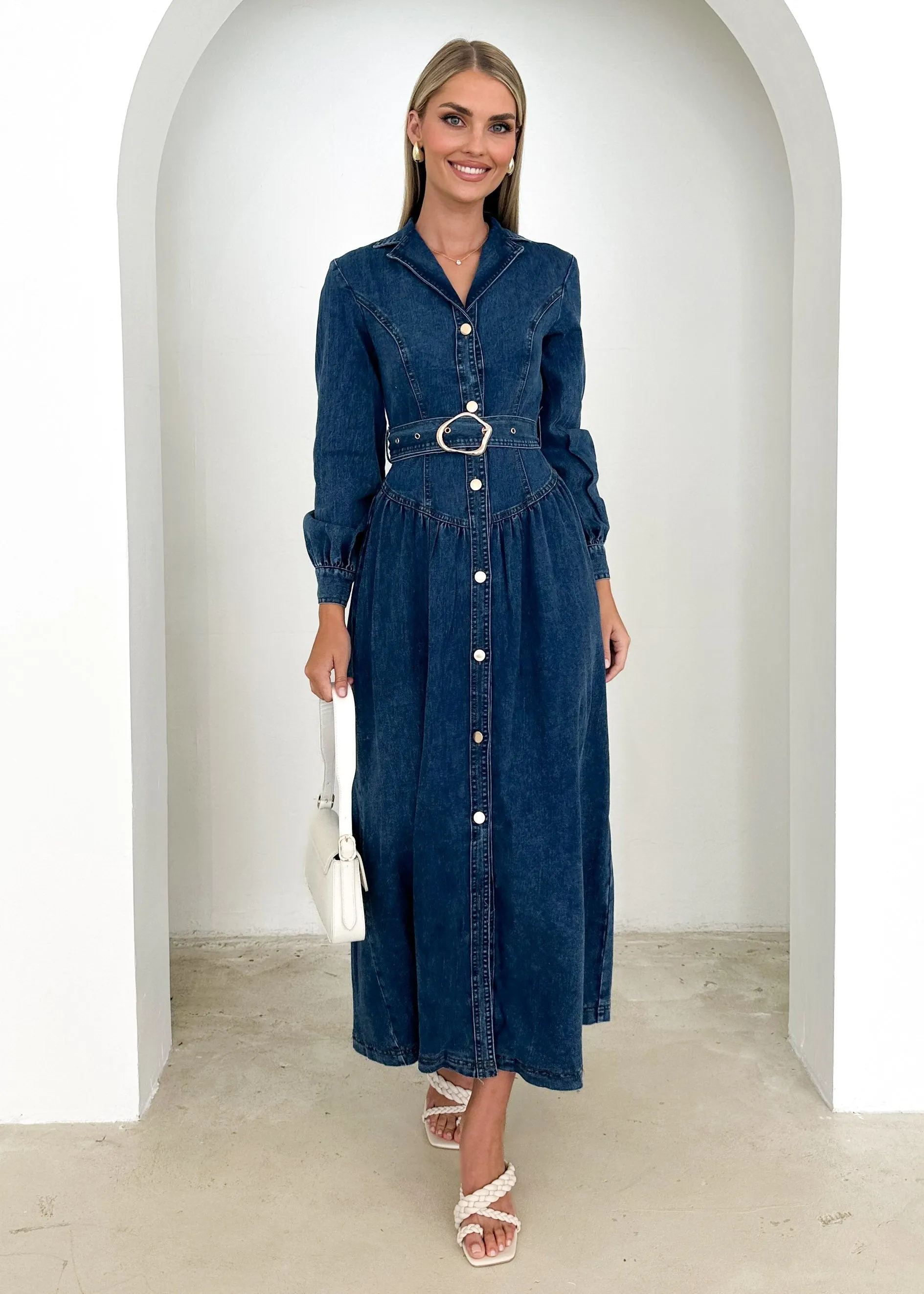 Dazer Denim Maxi Dress - Dark Blue sold by Gingham & Heels product image thumbnail 2
