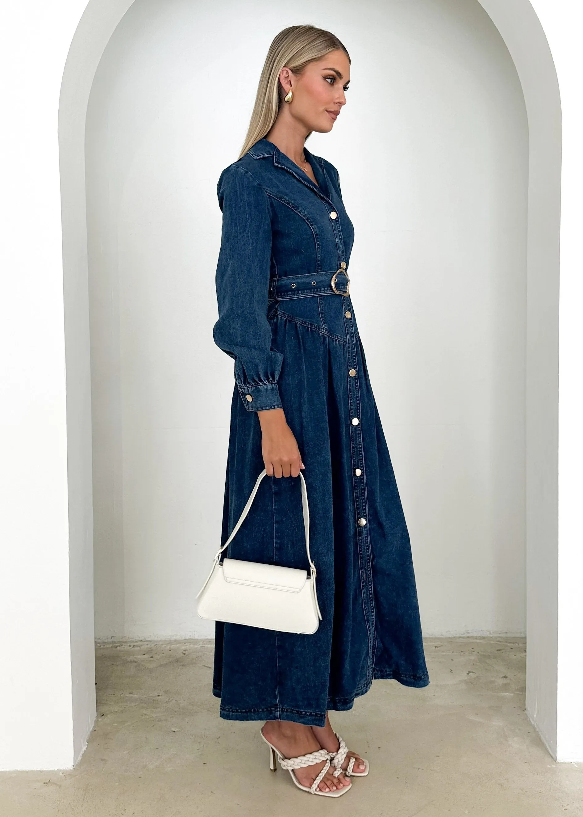 Dazer Denim Maxi Dress - Dark Blue sold by Gingham & Heels product image thumbnail 4