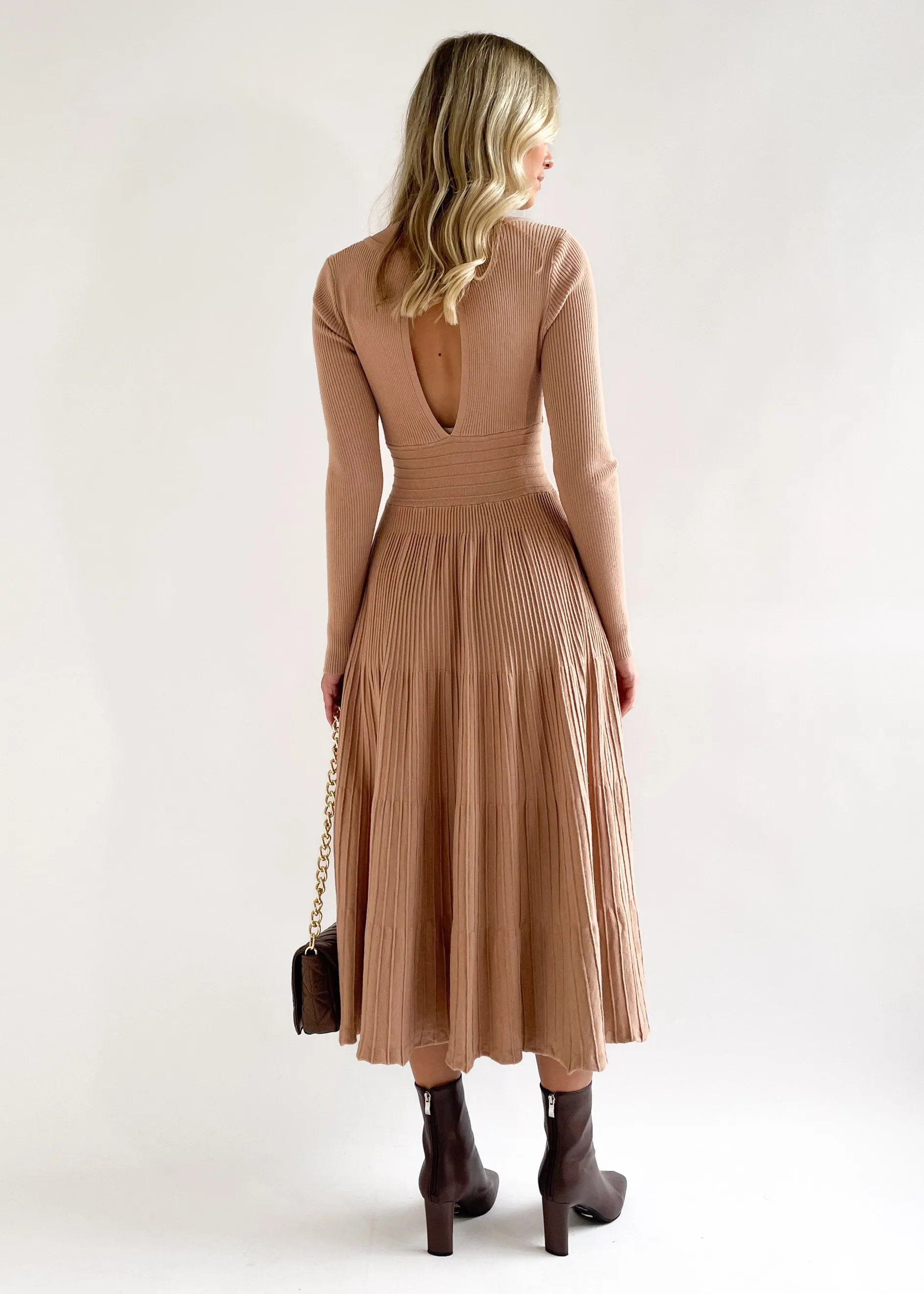 Alise Knit Midi Dress - Camel sold by Gingham & Heels product image thumbnail 5