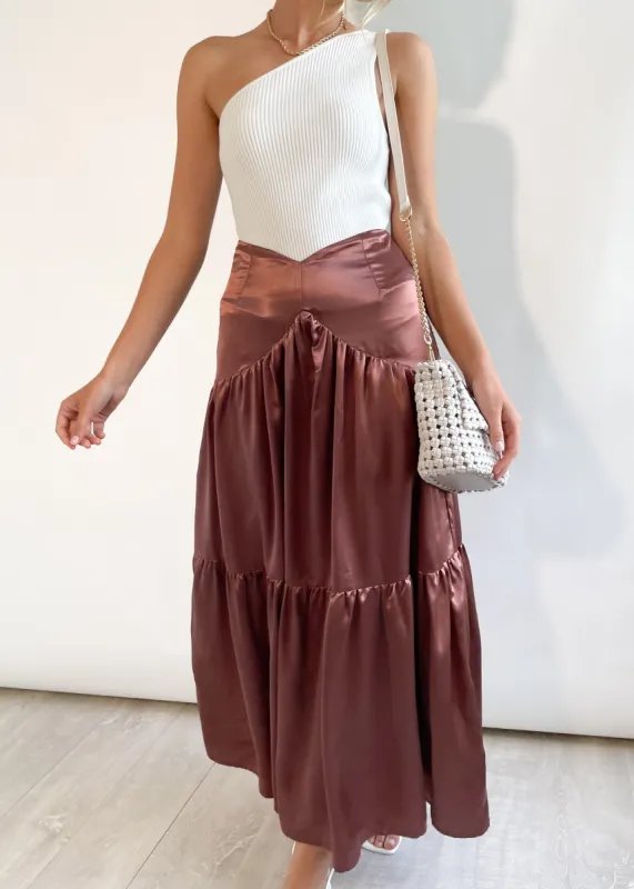 Covey Maxi Skirt - Chocolate sold by Gingham & Heels