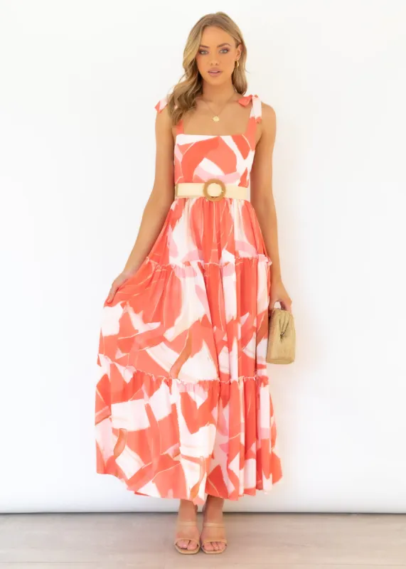 Hayes Maxi Dress - Watermelon Geo sold by Gingham & Heels
