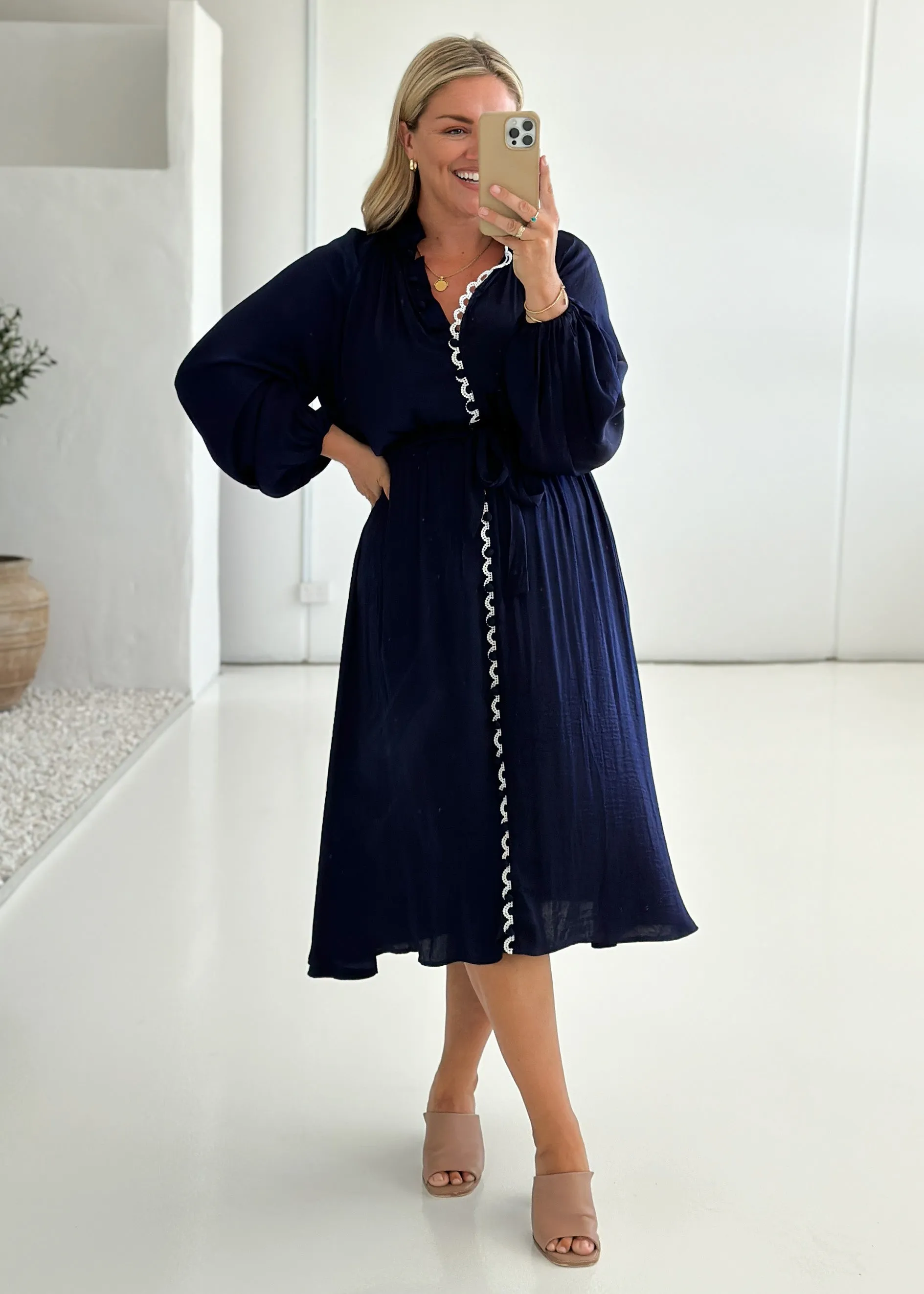 Follina Midi Dress - Navy sold by Gingham & Heels product image thumbnail 2