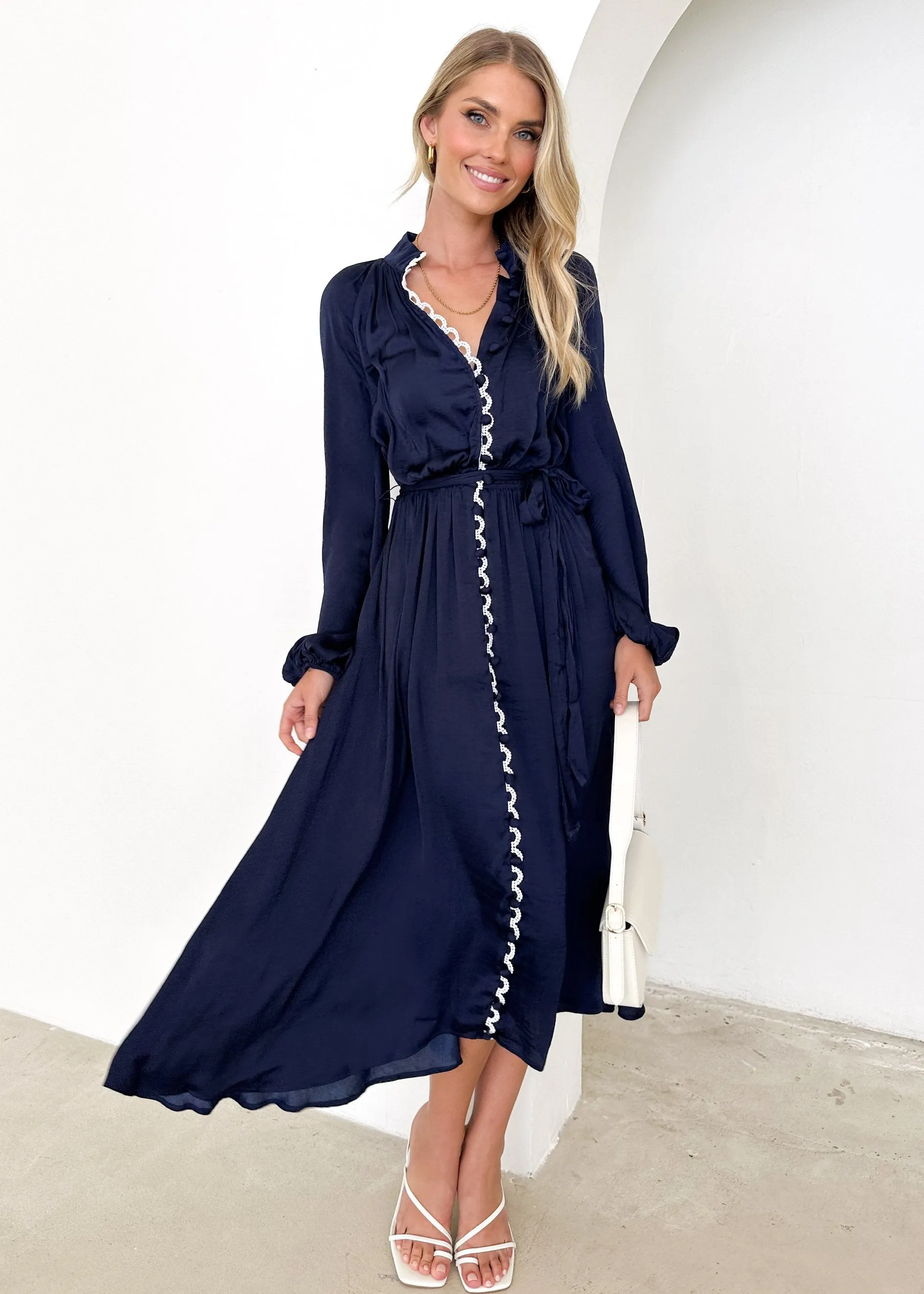 Follina Midi Dress - Navy sold by Gingham & Heels