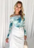 Rita Off Shoulder Top - Aqua Mesh sold by Gingham & Heels