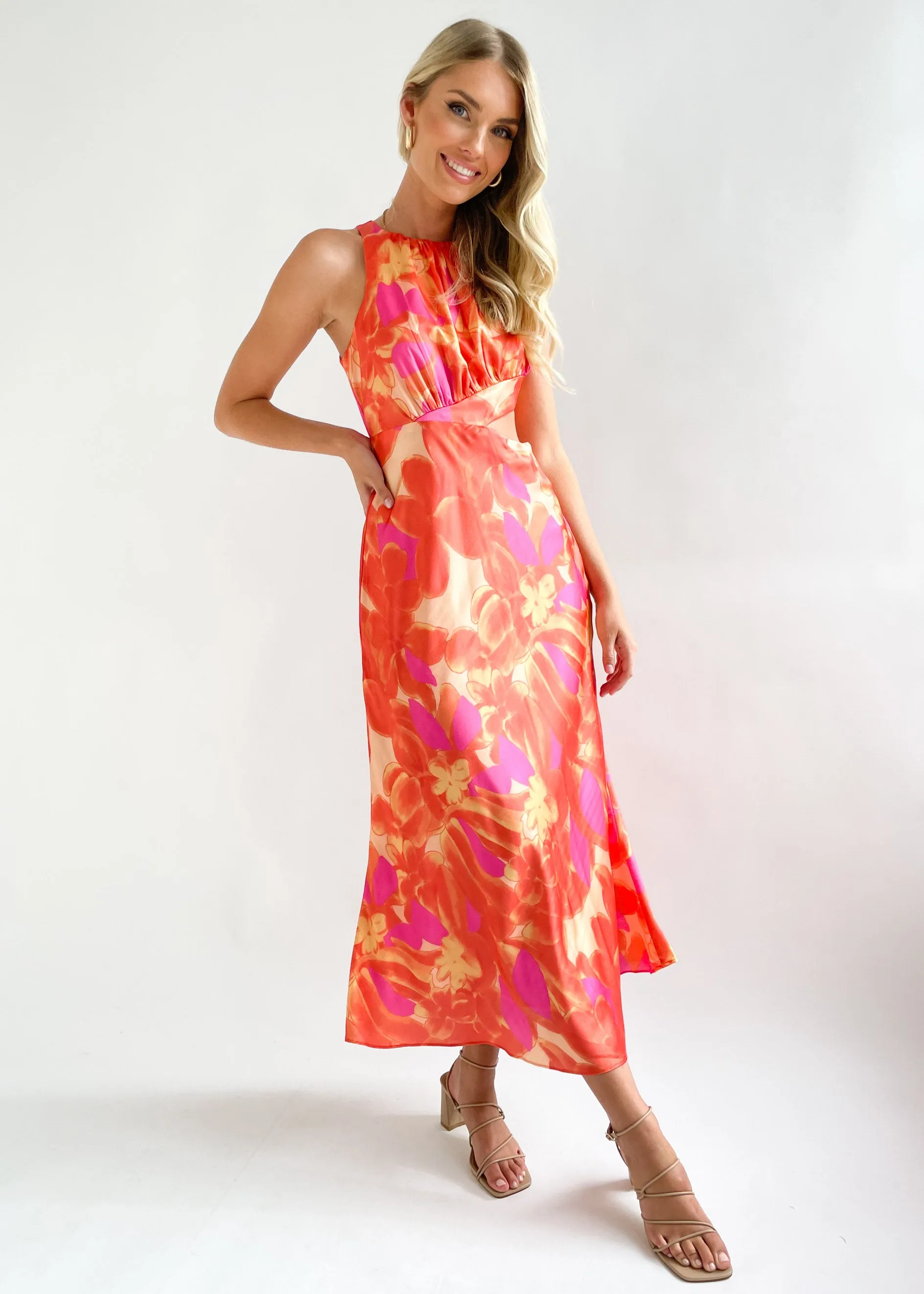 Kayce Midi Dress - Tangerine Floral sold by Gingham & Heels product image thumbnail 2