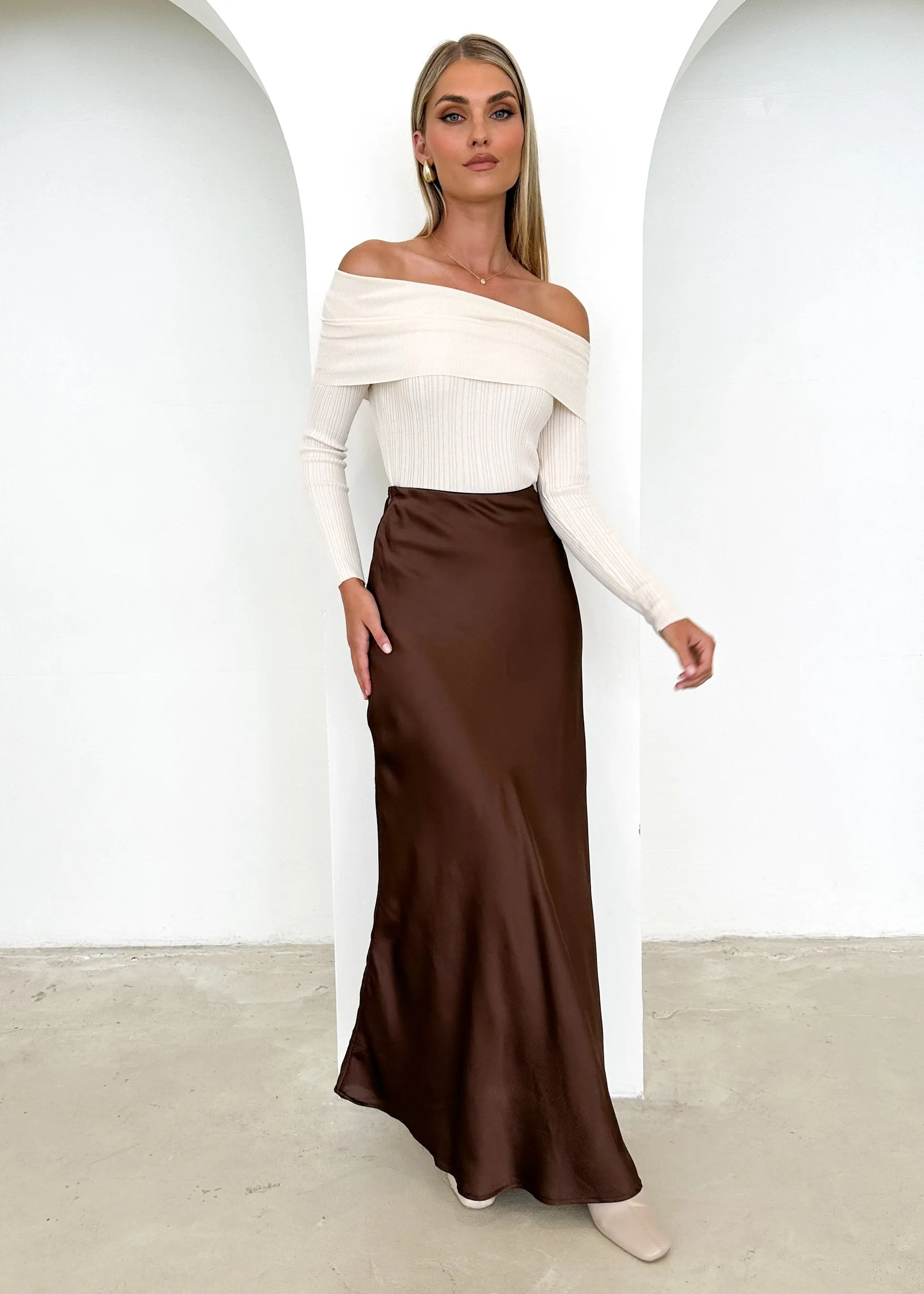 Ellsae Off Shoulder Knit Top - Cream sold by Gingham & Heels product image thumbnail 4