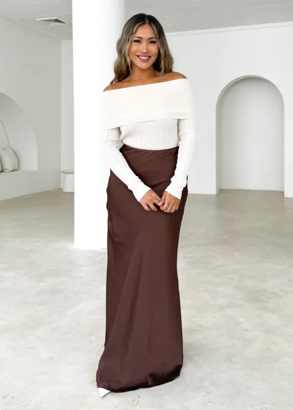 Ellsae Off Shoulder Knit Top - Cream sold by Gingham & Heels