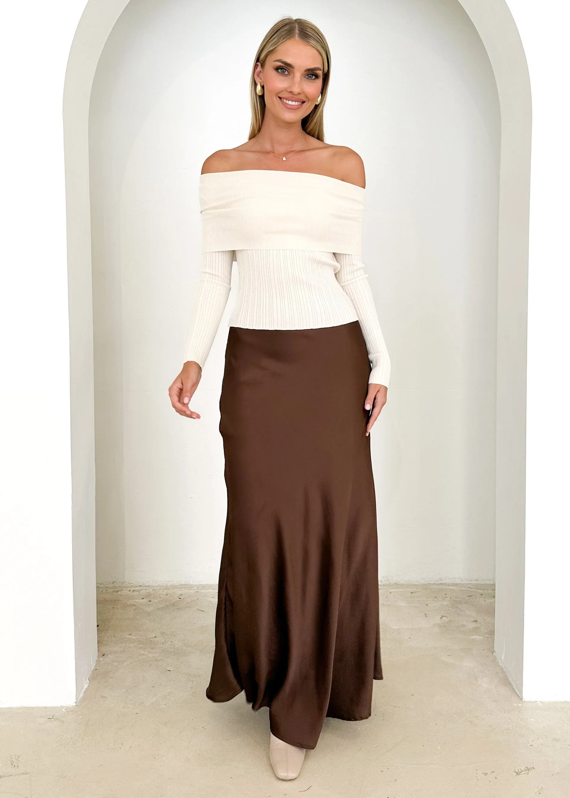 Ellsae Off Shoulder Knit Top - Cream sold by Gingham & Heels product image thumbnail 5