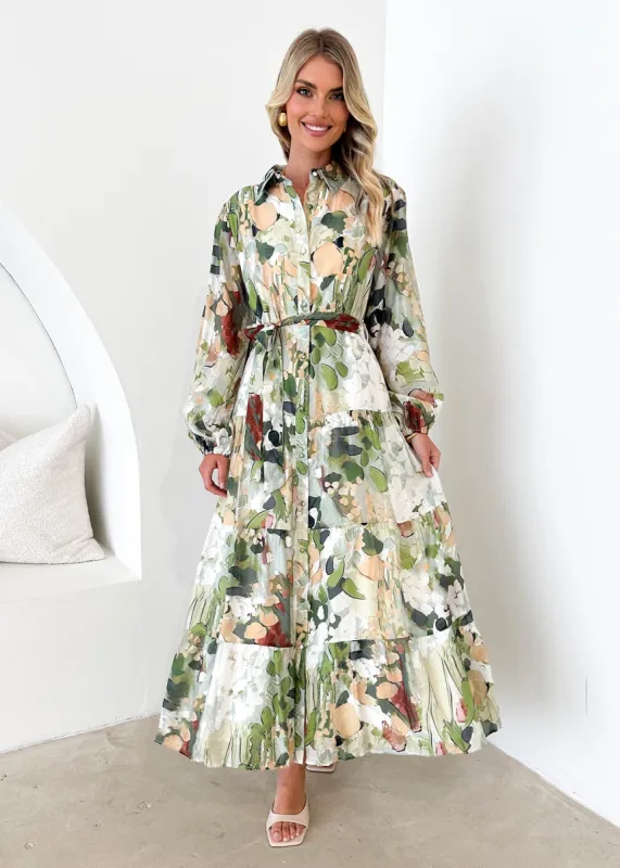 Floyd Maxi Dress - Green Abstract sold by Gingham & Heels