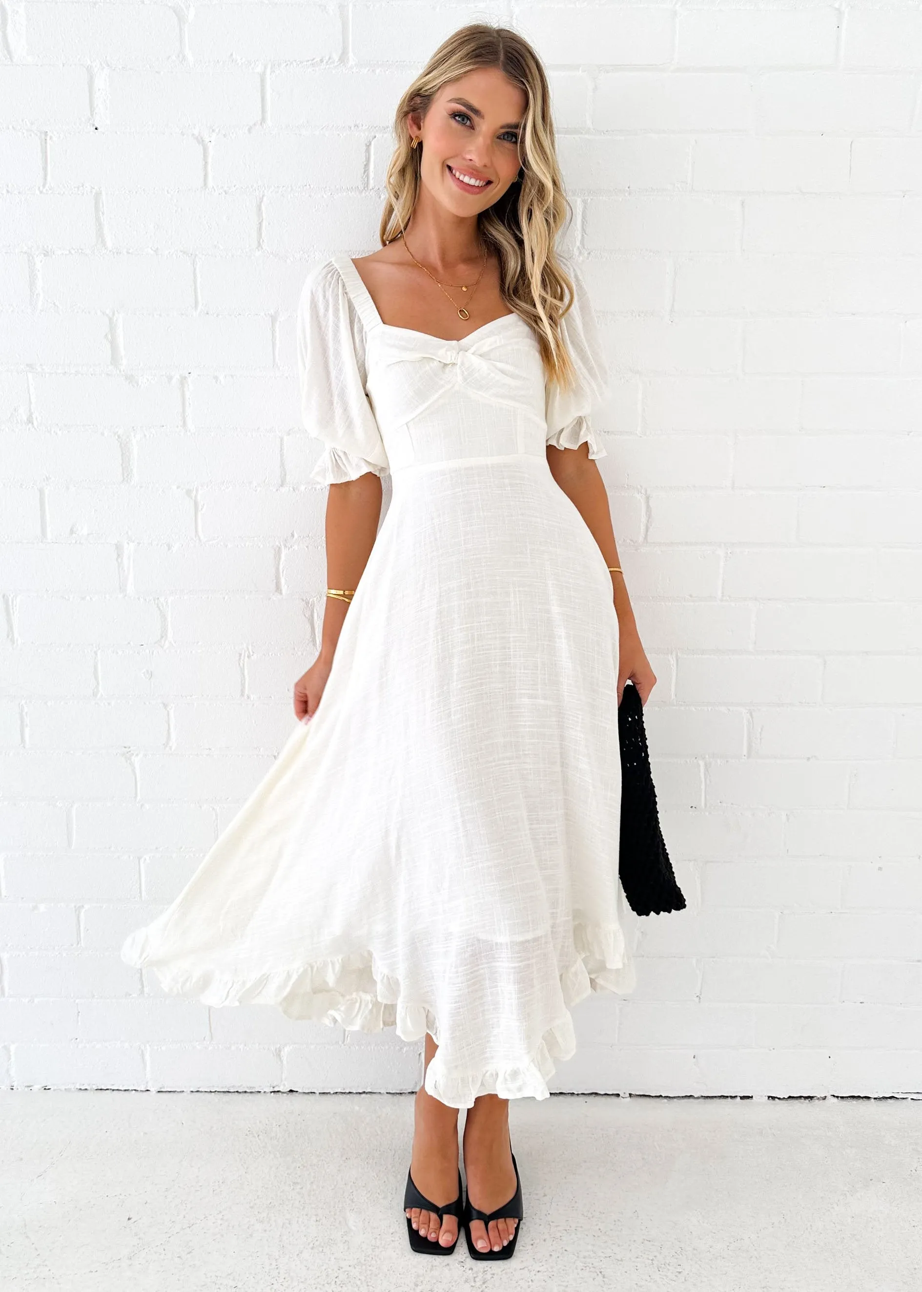 Tamanah Midi Dress - Off White sold by Gingham & Heels