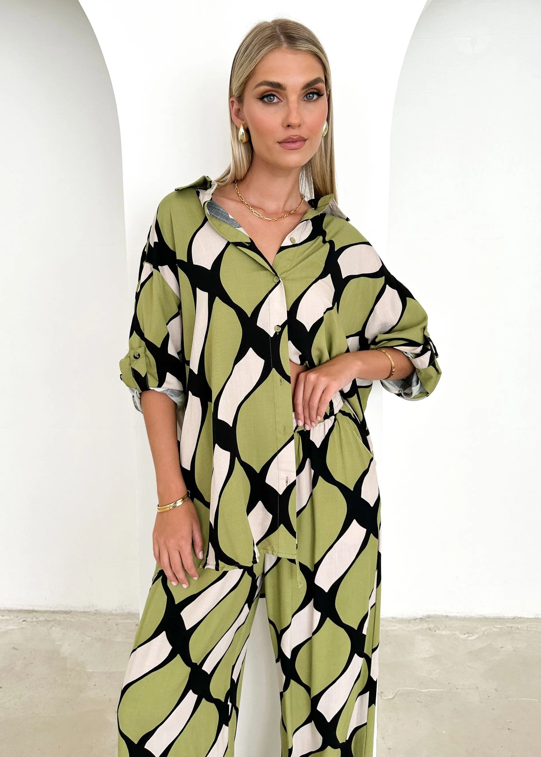 Dacey Shirt - Olive Kennedy sold by Gingham & Heels