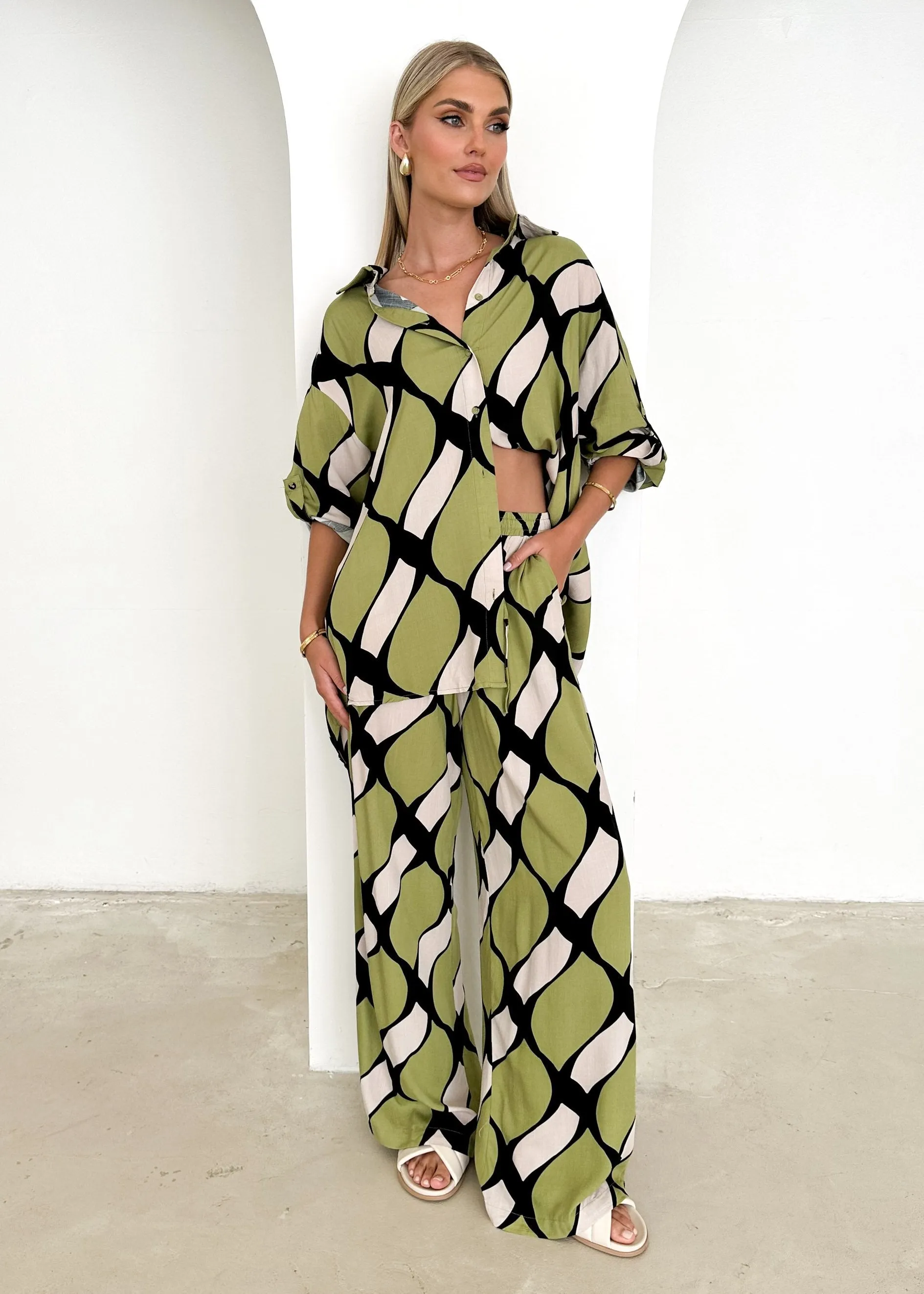 Dacey Shirt - Olive Kennedy sold by Gingham & Heels product image thumbnail 2