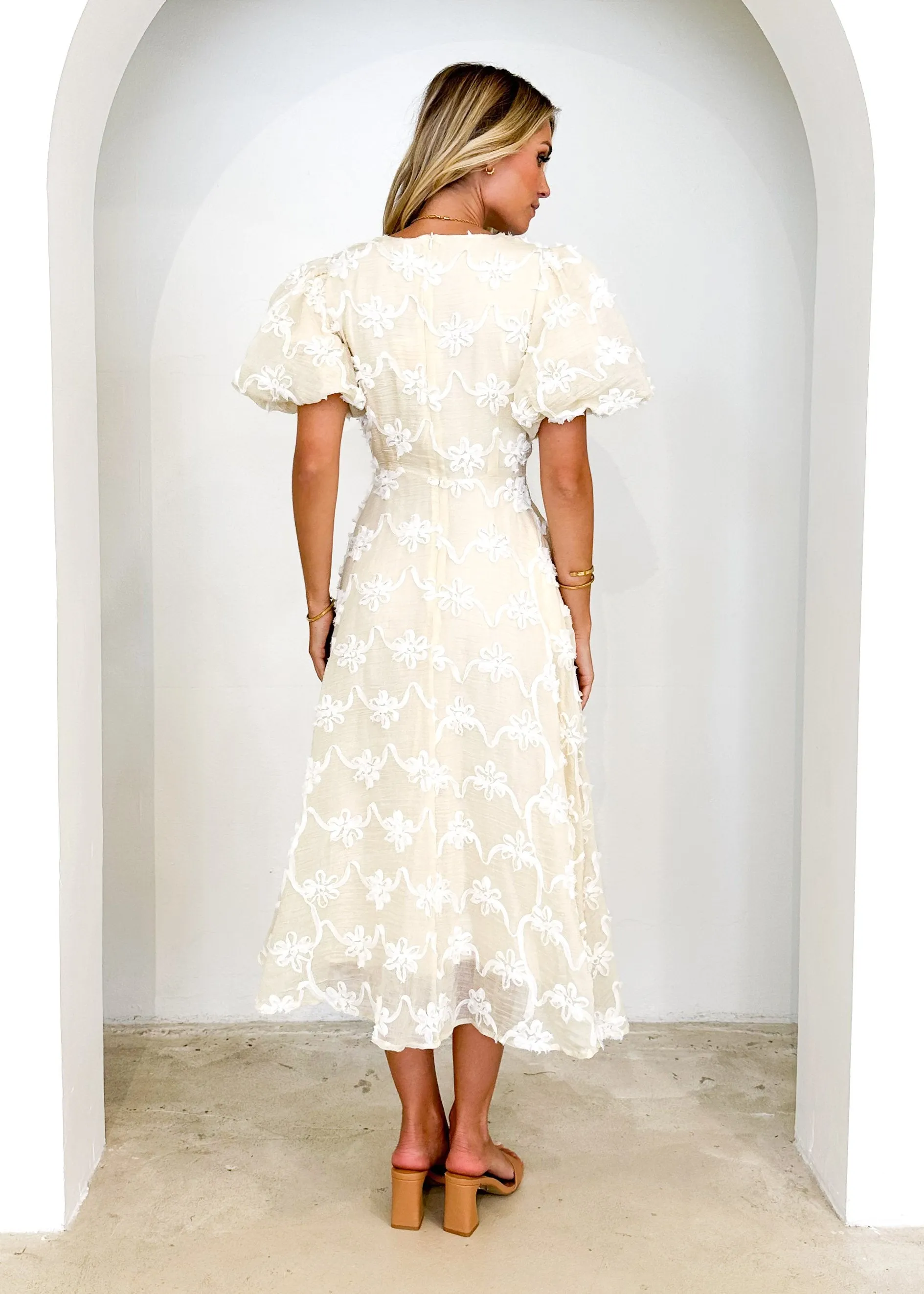Marie Midi Dress - Cream sold by Gingham & Heels product image thumbnail 5