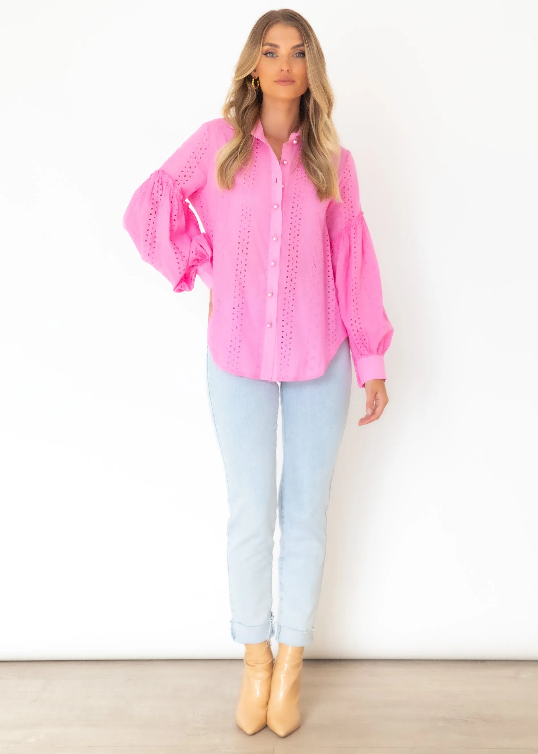 Charley Shirt - Pink Anglaise sold by Gingham & Heels product image thumbnail 4