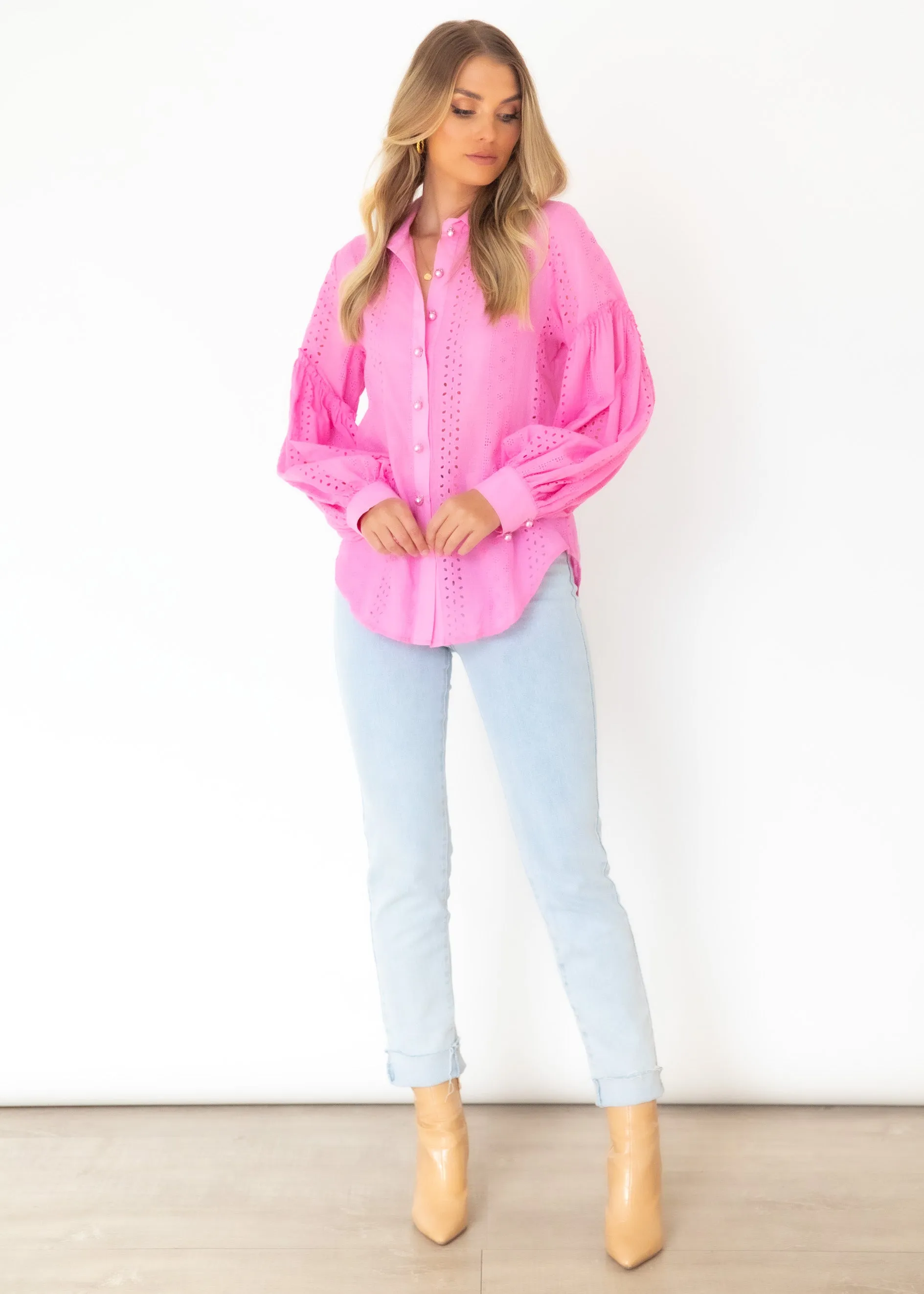 Charley Shirt - Pink Anglaise sold by Gingham & Heels product image thumbnail 5