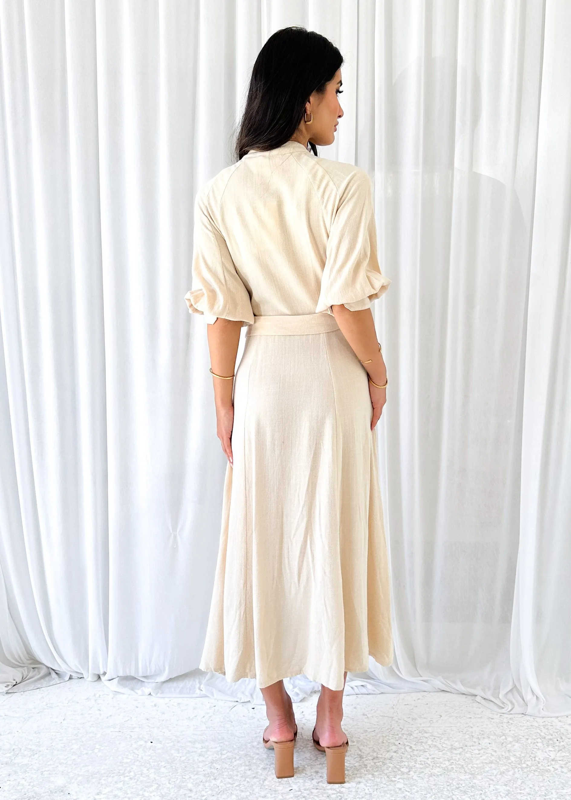 Henley Midi Dress - Beige sold by Gingham & Heels product image thumbnail 5