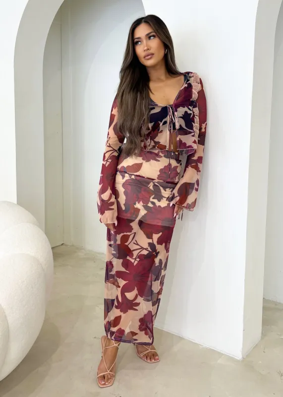 Brixton Maxi Skirt - Autumn Floral sold by Gingham & Heels