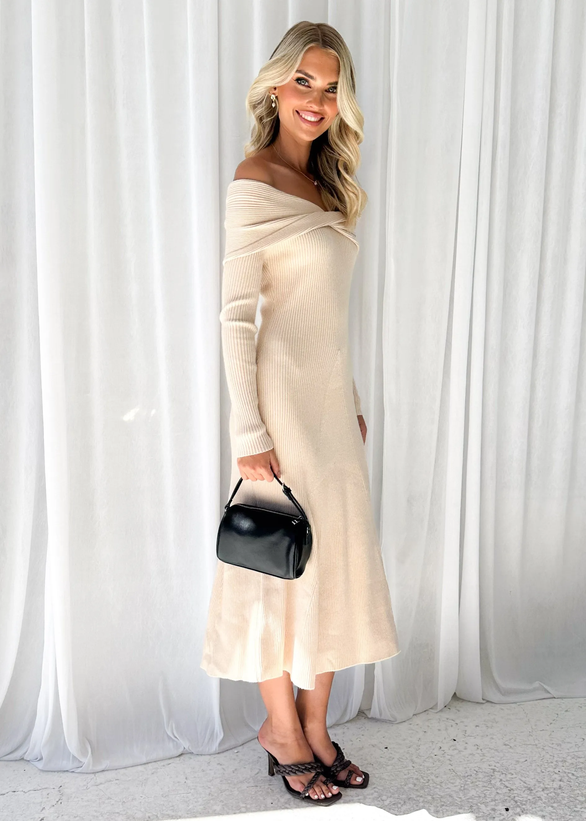 Almer Knit Midi Dress - Beige sold by Gingham & Heels product image thumbnail 4
