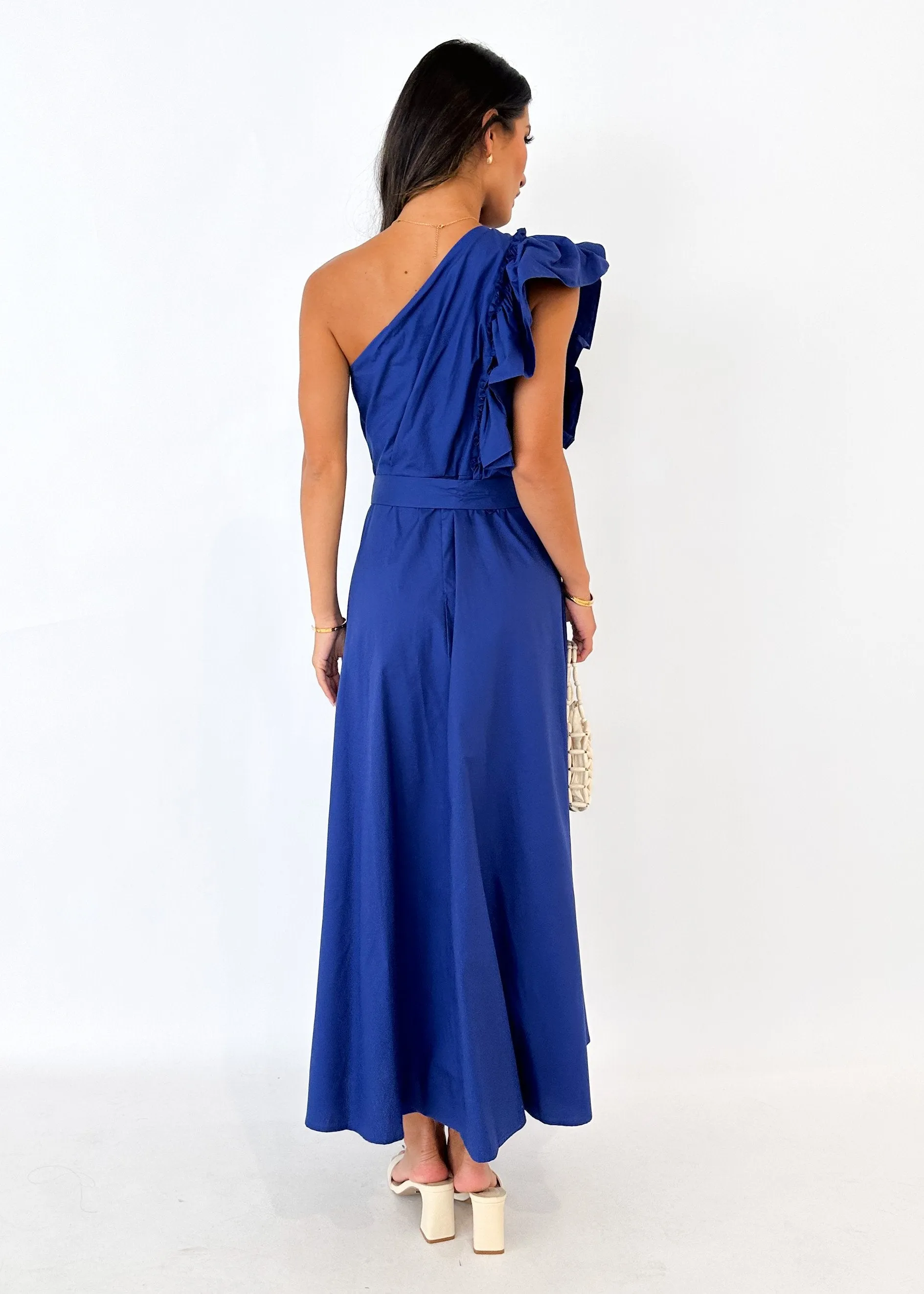 Rowler One Shoulder Midi Dress - Navy sold by Gingham & Heels product image thumbnail 5
