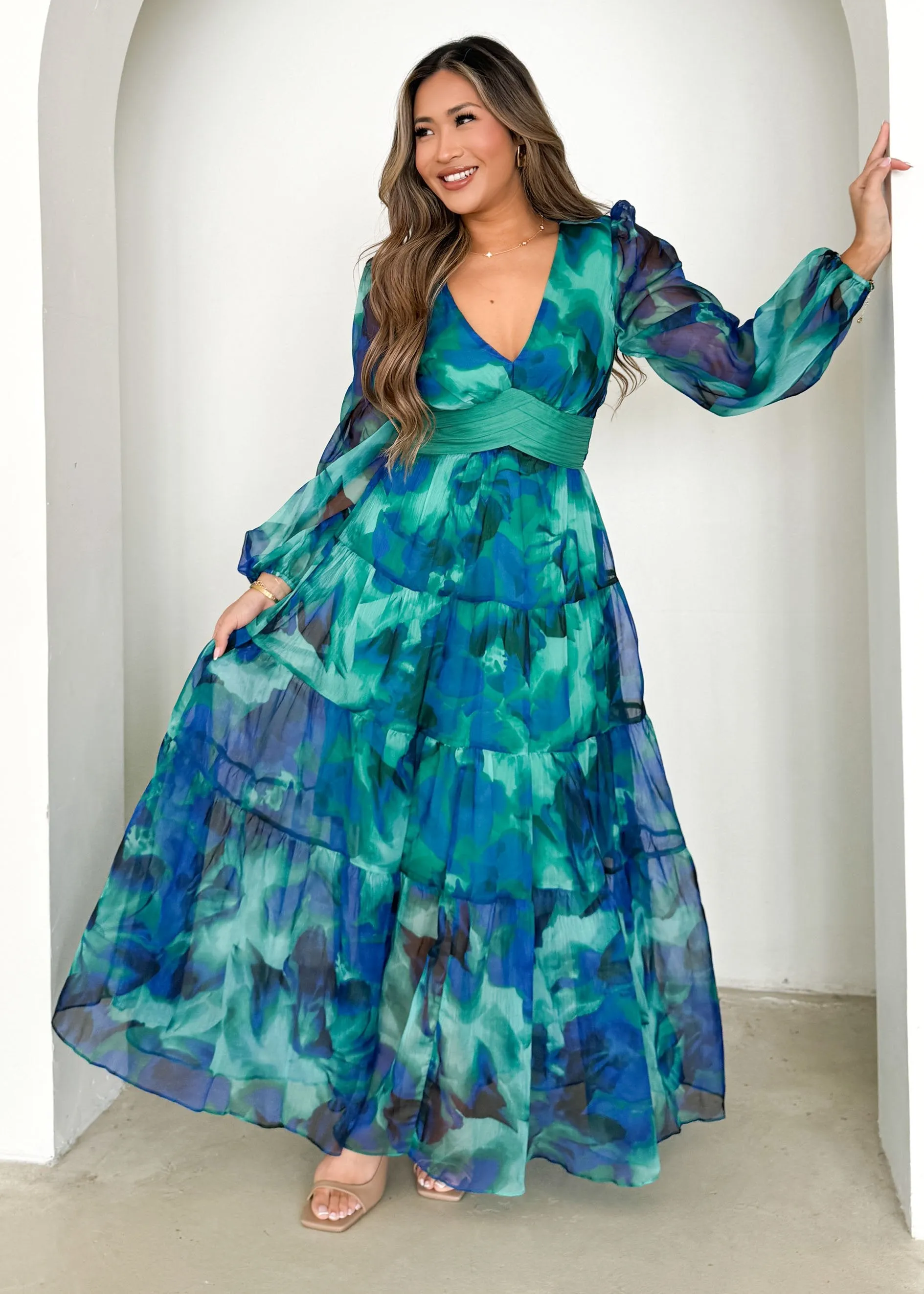 Gemser Maxi Dress - Blue Lagoon sold by Gingham & Heels