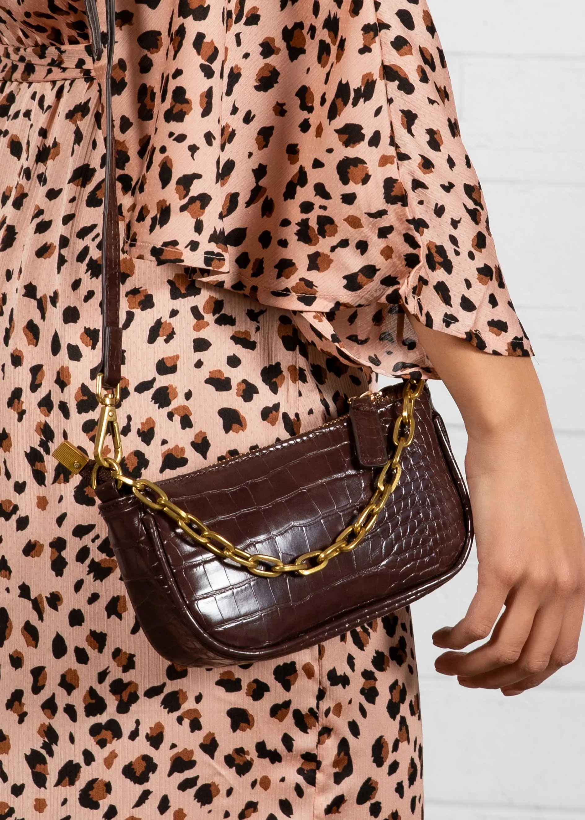 Wavy Mini Chain Bag - Coffee sold by Gingham & Heels product image thumbnail 2