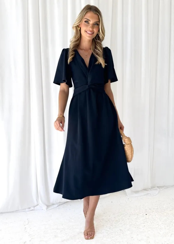 Dario Midi Dress - Navy sold by Gingham & Heels