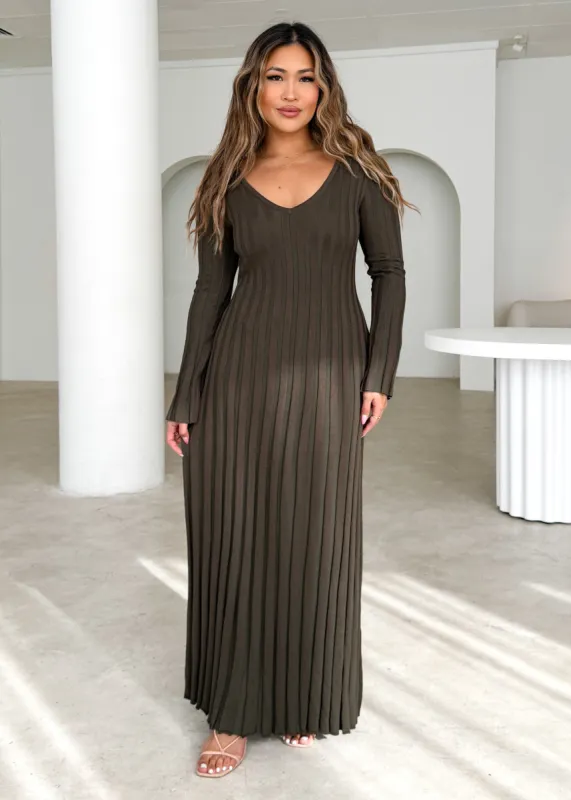 Jelsoe Knit Midi Dress - Khaki sold by Gingham & Heels