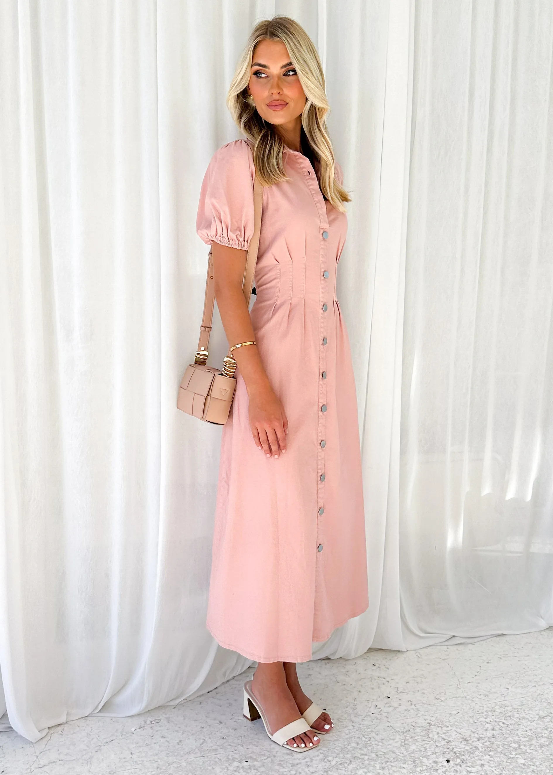 Acer Denim Midi Dress - Blush sold by Gingham & Heels product image thumbnail 4