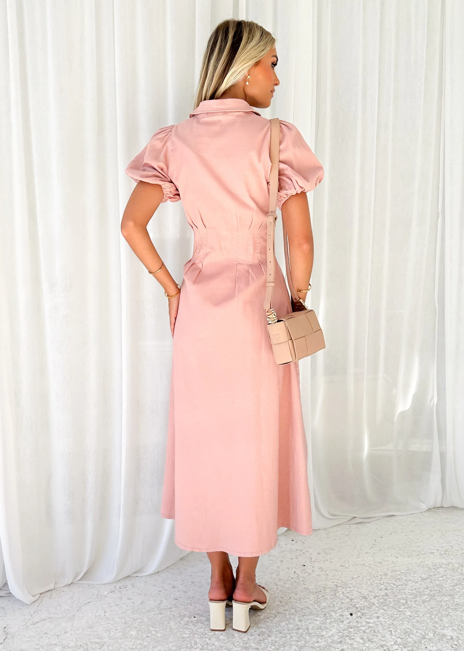 Acer Denim Midi Dress - Blush sold by Gingham & Heels product image thumbnail 5