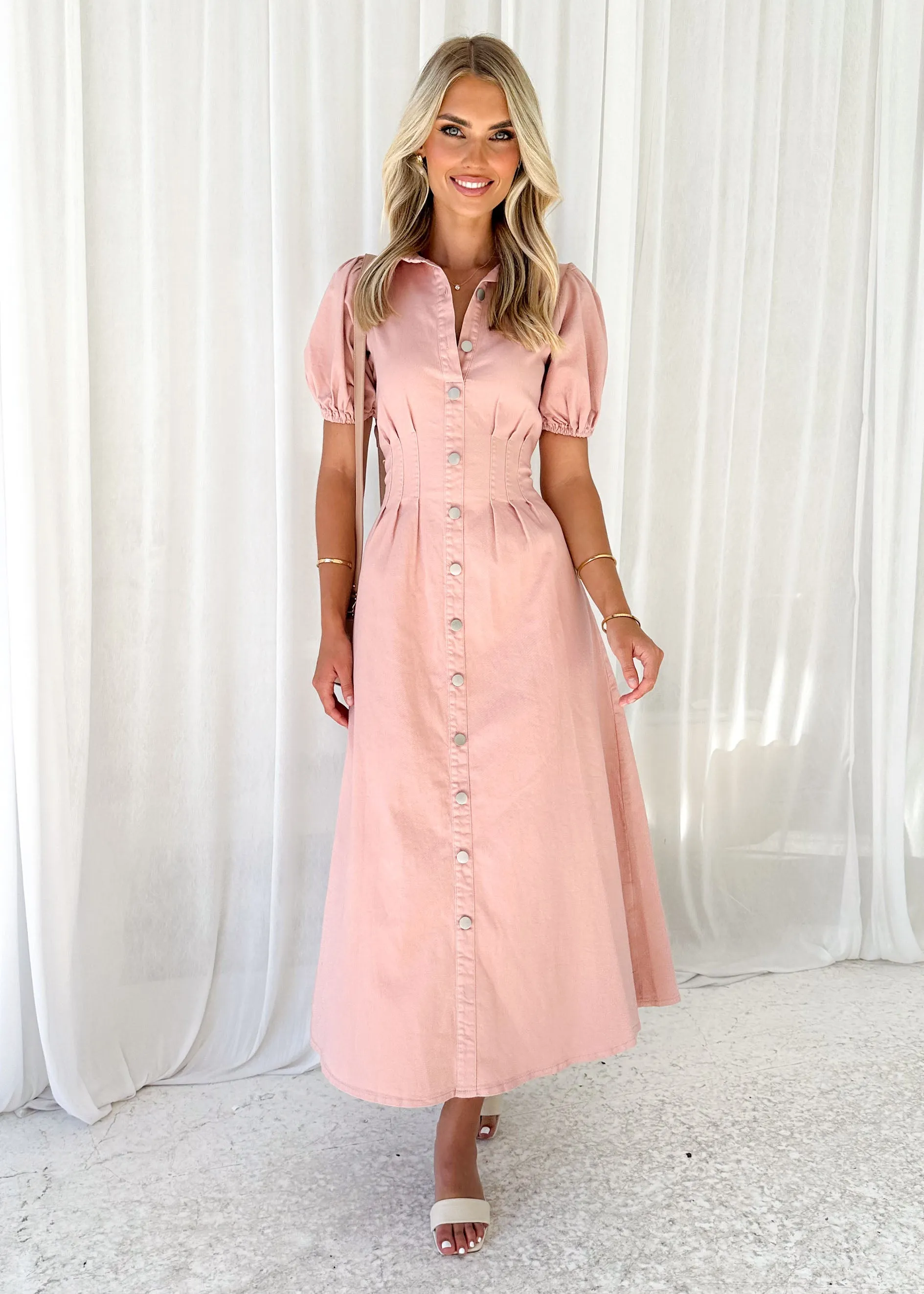 Acer Denim Midi Dress - Blush sold by Gingham & Heels product image thumbnail 2