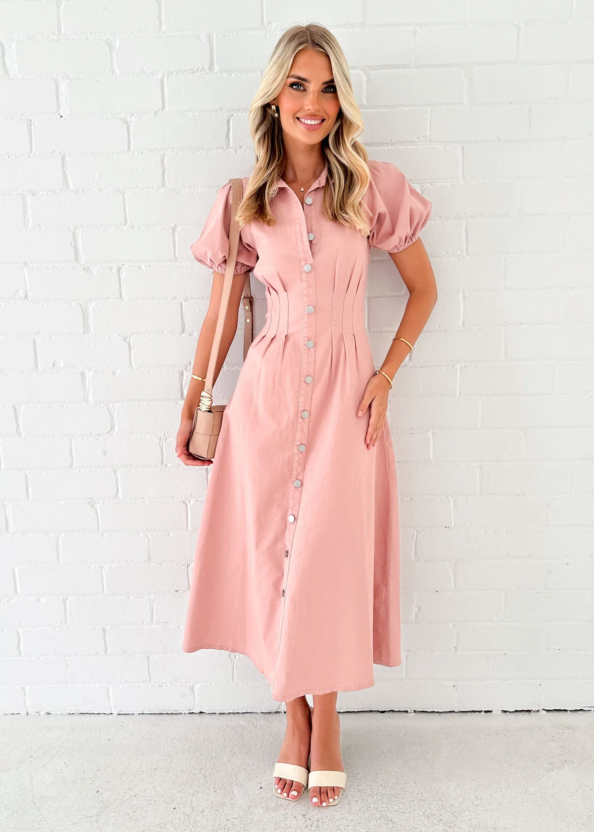 Acer Denim Midi Dress - Blush sold by Gingham & Heels product image thumbnail 3
