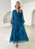 Amelle Maxi Dress - Blue Watercolour sold by Gingham & Heels