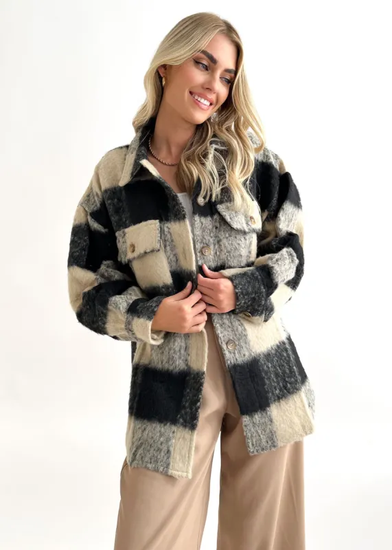 Kardian Shacket - Black Check sold by Gingham & Heels