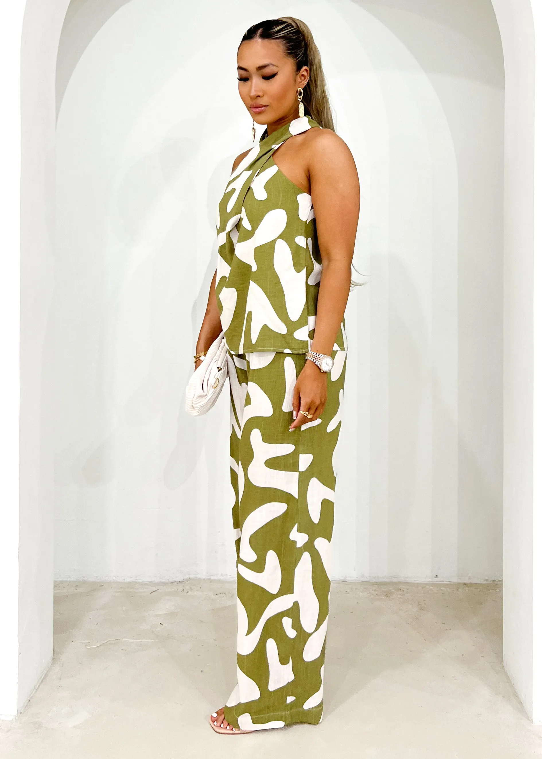 Xanita Linen Blend Top - Olive Vacation sold by Gingham & Heels product image thumbnail 2