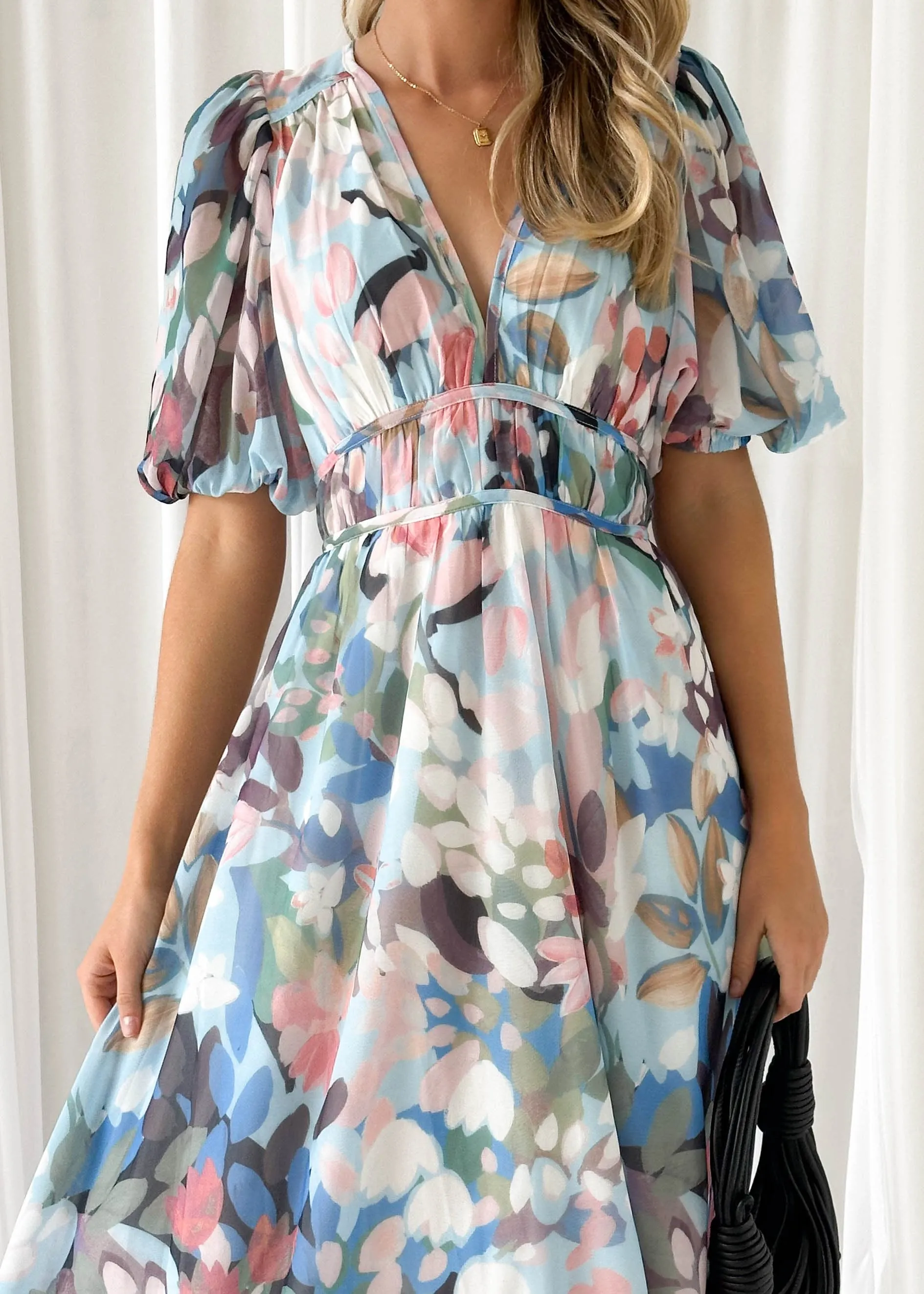 Zanette Midi Dress - Powder Blue Floral sold by Gingham & Heels product image thumbnail 5